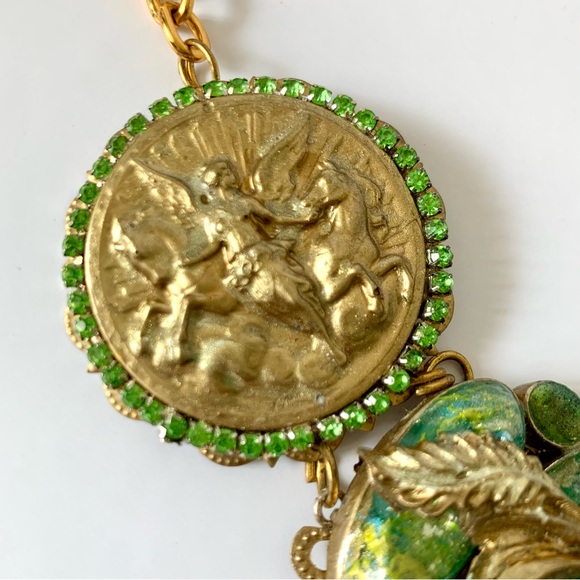 OOAK handmade unicorn gemstone bib necklace - Picture 3 of 7